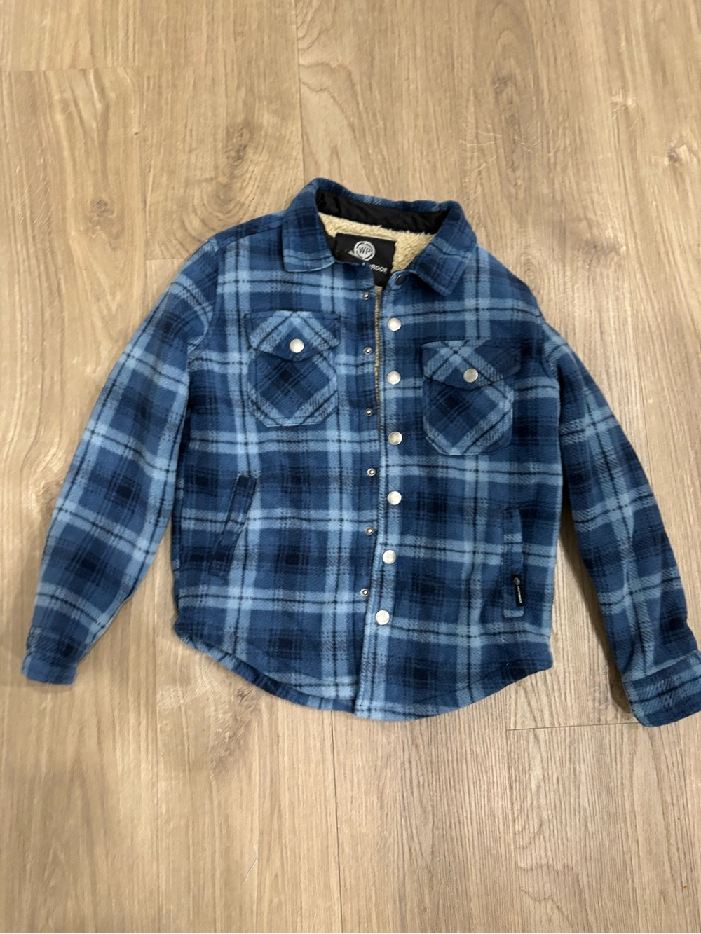 Weatherproof Blue Plaid Sherpa-Lined Shirt Jacket - Kids Size 8